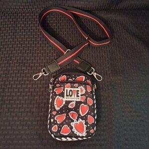 Brighton Love Crossbody Phone Bag Heart Print Black Red Mini Purse Crossbody Bag